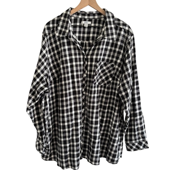 Croft & Barrow Checkered Plaid Flannel Button Up Shirt Women’s Size 3X - Picture 1 of 15